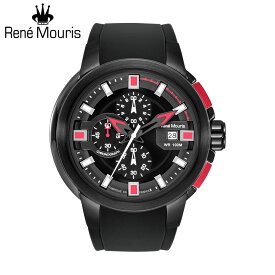 ルネモーリス プロウラー Rene Mouris Prowler 90123RM3 1/10秒クロノグラフ メンズ腕時計 ブラック/レッド シリコンストラップ フランス時計 スポーツファッション