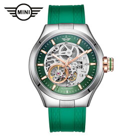 MINI AUTOMATIC WATCH ミニ オートマティックウォッチ 161802 グリーン 42mm メンズ腕時計 両面スケルトン 自動巻き シリコンラバーストラップ Dバックル ミニクーパー