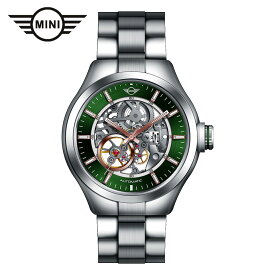 MINI AUTOMATIC WATCH ミニ オートマティックウォッチ 161802A グリーン 42mm メンズ腕時計 両面スケルトン 自動巻き ステンレススティールブレスレット ミニクーパー