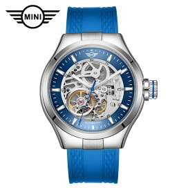 MINI AUTOMATIC WATCH ミニ オートマティックウォッチ 161803 ブルー 42mm メンズ腕時計 両面スケルトン 自動巻き シリコンラバーストラップ Dバックル ミニクーパー
