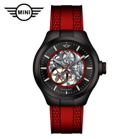 MINI AUTOMATIC WATCH ミニ オートマティックウォッチ 161809 ブラック/レッド 42mm メンズ腕時計 両面スケルトン 自動巻き シリコンラバーストラップ Dバックル ミニクーパー