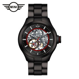 MINI AUTOMATIC WATCH ミニ オートマティックウォッチ 161809A ブラック/レッド 42mm メンズ腕時計 両面スケルトン 自動巻き ステンレススティールブレスレット ミニクーパー