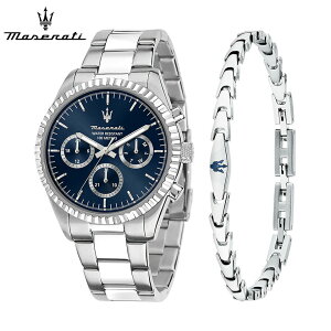 �}�Z���e�B �E�H�b�` �R���y�e�B�c�B�I�[�l �����Y�r���v �u���[/�V���o�[ 43MM �}���` SS�u���X���b�g + �A�C�R�j�b�N �����Y �u���X���b�g �V���o�[/�u���[ Maserati Watches Competizione R8853100047