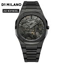 D1 MILANO ULTRATHIN BLACK DLC UTBJ31 ウルトラシン ブラックDLC マットブラック 薄型ウォッチ 日本製クォーツ SSブレスレット D1ミラノ イタリア時計 カーボン繊維