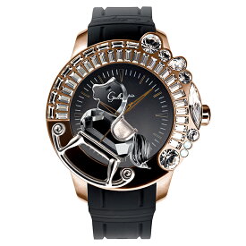 Galtiscopio (ガルティスコピオ) LA GIOSTRA 1 馬14 メンズ腕時計 ローズゴールド ブラック ラバーベルト スワロフスキー ゴージャス キラキラ時計