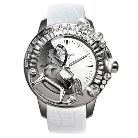 スワロフスキーのキラキラ腕時計 Galtiscopio(ガルティスコピオ) LA GIOSTRA 1 馬23　ホワイト レザーベルト ミラーダイアル