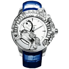 スワロフスキーのキラキラ腕時計 Galtiscopio(ガルティスコピオ) LA GIOSTRA 1 馬27　ブルー レザーベルト