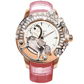 スワロフスキーのキラキラ腕時計 Galtiscopio(ガルティスコピオ) LA GIOSTRA 1 馬28　ローズゴールド ピンク レザーベルト