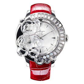 スワロフスキーのキラキラ腕時計 Galtiscopio(ガルティスコピオ) DARMI UN ABBRACCIO 熊5　レッド レザーベルト
