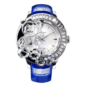 スワロフスキーのキラキラ腕時計 Galtiscopio(ガルティスコピオ) DARMI UN ABBRACCIO 熊8　ブルー レザーベルト