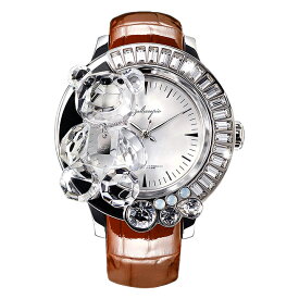 スワロフスキーのキラキラ腕時計 Galtiscopio(ガルティスコピオ)DARMI UN ABBRACCIO 熊9　ブラウン レザーベルト
