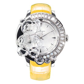 スワロフスキーのキラキラ腕時計 Galtiscopio(ガルティスコピオ)DARMI UN ABBRACCIO 熊10　イエロー レザーベルト