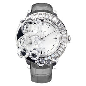 スワロフスキーのキラキラ腕時計 Galtiscopio(ガルティスコピオ) DARMI UN ABBRACCIO 熊11　グレー レザーベルト