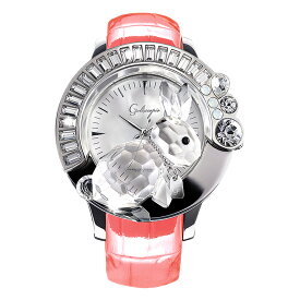 スワロフスキーのキラキラ腕時計 Galtiscopio(ガルティスコピオ) DARMI UN ABBRACCIO 兎12　ピンク レザーベルト