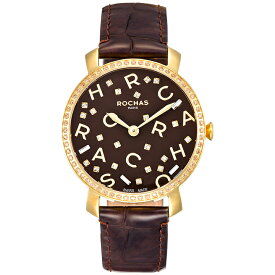 フレグランスが世界的に有名なフランスのファッションブランド ROCHAS（ロシャス）のレディース腕時計 RJ10 ダークブラウン/ゴールド/ダークブラウン アルファベット スイス製 パリコレ 香水