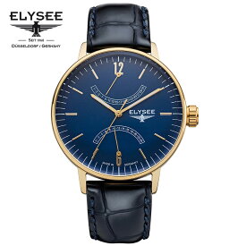 ELYSEE(エリーゼ) ドイツ時計 SITHON 13291 ブルー/ゴールド/ネイビー ダブルレトログラード 本革ベルト クラシック メンズ腕時計 ドイツ製 青金モデル