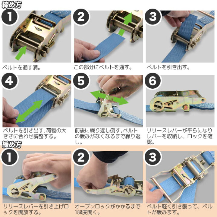 楽天市場】【FUNJOB】ラッシングベルト 耐荷重0.8t×4m 1本 輪っか 