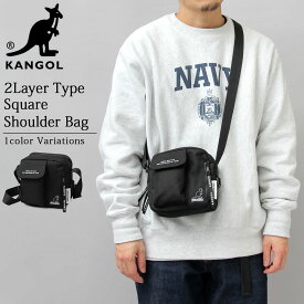 【送料無料】KANGOL カンゴール ショルダーバッグ ミニバッグ メンズ ユニセックス スクエア型 コンパクト 高機能 シンプル 学生 通学 プレゼント バッグ マチ広め 肩がけ 斜めがけ ポケット多め