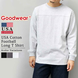 Goodwear グッドウェア Tシャツ ロンT USAコットン メンズ フットボールロンT 肉厚 しっかりした生地 Mサイズ Lサイズ XLサイズ ゆったり ボックスシルエット オーバーサイズ