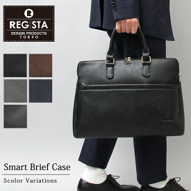ビジネスバッグ 薄マチ ブリーフケース 合皮 レザー 革 メンズ 通勤 A4 ノートpc 薄型 おしゃれ ファスナー ブリーフバッグ パソコン 通勤 営業 鞄 オフィスカジュアル トート 軽量 フォーマル レジスタ REGiSTA