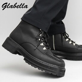 【送料無料】glabella グラベラ ブーツ メンズ ショートブーツ メンズブーツ マウンテンブーツ 合成皮革 合皮 フェイクレザー スクエアトゥ レースアップ ワークブーツ 黒 くろ シンプル
