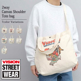 VISION STREET WEAR キャンバスバッグ トートバッグ メンズ 大学生 高校生 中学生 学生 シンプル ショルダーバッグ 2WAYバッグ プリントデザイン