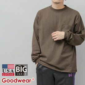 【送料無料】Goodwear グッドウェア 長袖 tシャツ ロンt 厚手 男女兼用 USA コットン ポケット付き 袖リブ ロングスリーブ Tシャツ 長袖 7オンス シンプル メンズ レディース オーバーサイズ tシャツ 無地