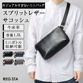 サコッシュ ショルダーバッグ メンズ ミニショルダーバッグ レザー 革 牛床革 軽量 小さめ 斜めがけ かっこいい ワンショルダーバッグ 撥水 ブラック ブラウン コンパクト ポケット レジスタ REGiSTA 母の日 父の日