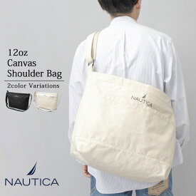 NAUTICA ノーティカ 帆布 ショルダーバッグ ビッグショルダーバッグ 斜め掛け 肩掛け 大容量 キャンバス 12オンス 無地 シンプル ビッグサイズ メンズ カジュアル