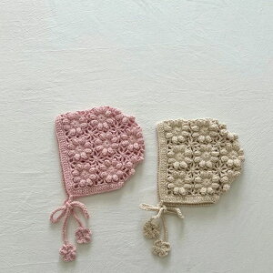 ベビー帽子 ニット 新生児 子供ニット帽子 可愛い花柄 透かし編み キャップ ベビー帽子 ベビーファッション 秋冬 赤ちゃん 可愛い おしゃれ 女の子 出産準備 出産祝い 2歳まで