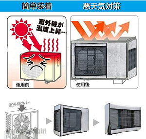 新生活応援 エアコン室外機カバー 太陽熱 遮熱保護 カバー 直射日光 日/雨/雪/風/埃よけ 室外機保護カバー 保護カバー 遮熱シート 室外機用の風除け 撥水加工 反射 四季通用 アルミ箔素材 日