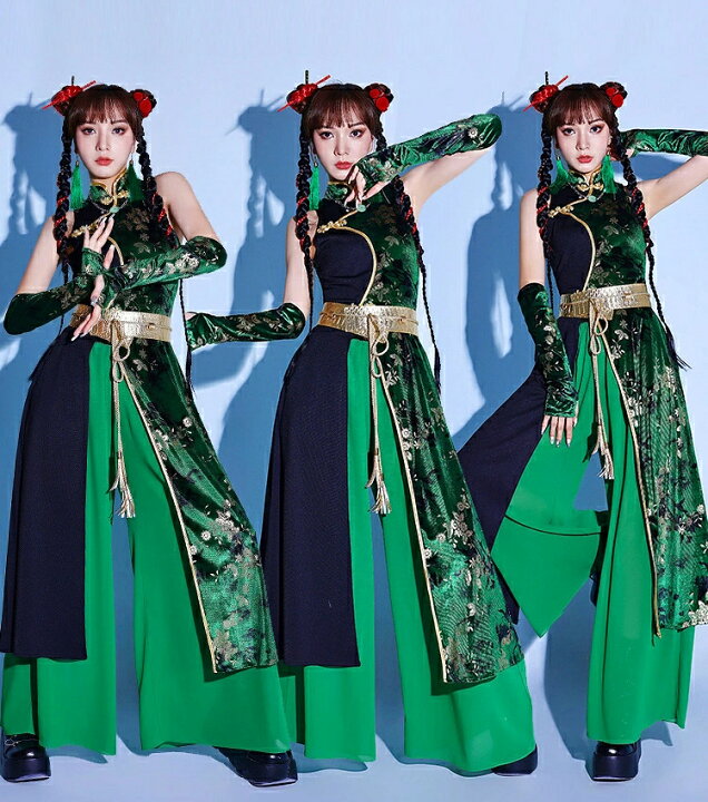 楽天市場】緑 花柄 ダンス衣装 セットアップ 大人 レディース チャイナ 