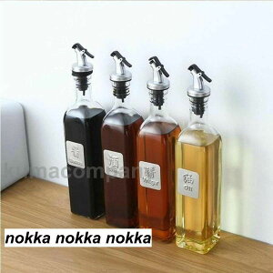 オイル ボトル 醤油ボトル 油さし 醤油さし 油 ボトル 角型 500ML ビネガーボトル 調味料入れ 家庭キッチン 飲食店 大容量 透明ガラス 名称付き