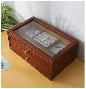 アクセサリーケース ジュエリーボックス 木製 アンティーク風 ジュエリーケース アクセサリーボックス 大容量 収納 2段式 おしゃれ コンパクト 可愛い 指輪 リング ピアス イヤリング ネッ