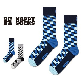 Happy Socks ハッピーソックス Filled Optic （ フィールド オプティック ）クルー丈 ソックス 靴下 ユニセックス メンズ ＆ レディース プレゼント 無料ラッピング ギフト 10201103