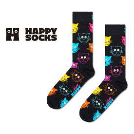 セール！20％OFF Happy Socks ハッピーソックス Cat （ キャット ）クルー丈 ソックス 靴下 ユニセックス メンズ ＆ レディース プレゼント 無料ラッピング ギフト 10201111