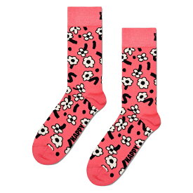 セール！30％OFF Happy Socks ハッピーソックス Dancing Flower ( ダンシング フラワー ) ピンク クルー丈 ソックス 靴下 ユニセックス メンズ ＆ レディース プレゼント 無料ラッピング ギフト 10240043