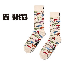 Happy Socks ハッピーソックス Crocodile ( クロコダイル ) ワニ クルー丈 ソックス 靴下 ユニセックス メンズ ＆ レディース プレゼント 無料ラッピング ギフト 10240046