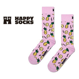 セール！30％OFF Happy Socks ハッピーソックス Pineapple ( パイナップル ) クルー丈 ソックス 靴下 ユニセックス メンズ ＆ レディース プレゼント 無料ラッピング ギフト 10240051