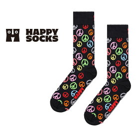 Happy Socks ハッピーソックス Peace ( ピース ) クルー丈 ソックス 靴下 ユニセックス メンズ ＆ レディース プレゼント 無料ラッピング ギフト 靴下10240062
