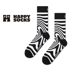 セール！20％OFF Happy Socks ハッピーソックス Dizzy ( ディジー ) ブラック クルー丈 ソックス 靴下 ユニセックス メンズ ＆ レディス プレゼント 無料ラッピング ギフト10240067