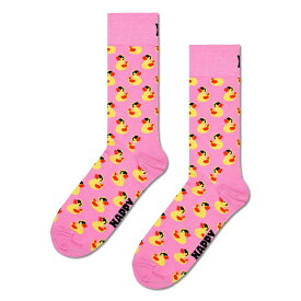 セール！30％OFF Happy Socks ハッピーソックス Rubber Duck ( ラバーダック ) ピンク クルー丈 ソックス 靴下 ユニセックス メンズ ＆ レディス プレゼント 無料ラッピング ギフト10240099