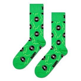 セール！20％OFF Happy Socks ハッピーソックス Vinyl ( ビニール ) レコード グリーン クルー丈 ソックス 靴下 ユニセックス メンズ ＆ レディス プレゼント 無料ラッピング ギフト 10240102