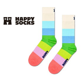 Happy Socks ハッピーソックス Chunky Stripe ( チャンキー ストライプ ) クルー丈 ソックス 靴下 ユニセックス メンズ ＆ レディス プレゼント 無料ラッピング ギフト 10240103