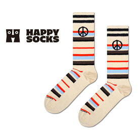 Happy Socks ハッピーソックス Peace Stripe Sneaker ( ピース＆ストライプ ) クルー丈 ソックス 靴下 ユニセックス メンズ ＆ レディース スポーツ プレゼント 無料ラッピング ギフト10240106