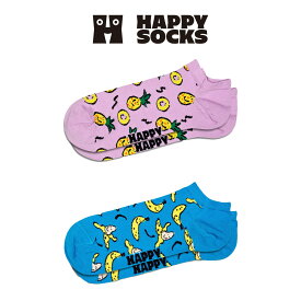 【2足セット】Happy Socks ハッピーソックス Fruit ( フルーツ ) スニーカー丈 ソックス 靴下 ユニセックス メンズ ＆ レディス プレゼント 無料ラッピング ギフト 10240112