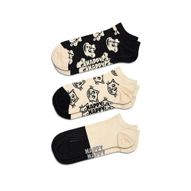 【3足セット】Happy Socks ハッピーソックス Pets CAT & DOGS ( キャット ＆ ドッグ ) スニーカー丈 ソックス 靴下 ユニセックス メンズ ＆ レディース プレゼント 無料ラッピング ギフト 10240117