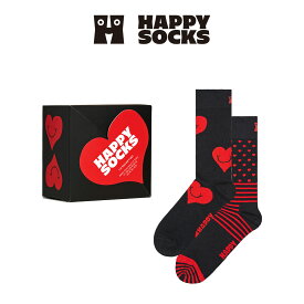 Happy Socks ハッピーソックス 2-PACK Heart You CREW（ ハートユー ）2足セット ギフトセット 綿混 クルー丈 ソックス 靴下 GIFT BOX 靴下 ユニセックス メンズ ＆ レディース 男性 女性 プレゼント 無料ラッピング 贈答 ギフト 10240140