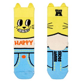 Happy Socks ハッピーソックス Kids Cat ( キャット ) 猫 子供 クルー丈 綿混 ソックス 靴下 KIDS ジュニア キッズ 12240008