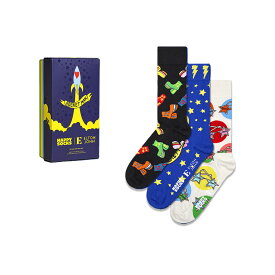 【3足セット】Happy Socks ハッピーソックス 【Limited】Happy Socks × Elton John ( エルトン ジョン ) 3-Pack Gift Set GIFT BOX コラボ 3足組 クルー丈 ソックス 靴下 ユニセックス メンズ ＆ レディース プレゼント 無料ラッピング ギフト 14243001